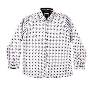 Silver Stone Collection Modern Fit White Geometric Button UP Shirt XXXL